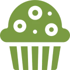 Green muffin icon with dark spots
