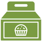 Muffin on green takeout box illustration