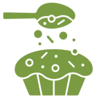 Green cupcake with spoon