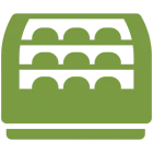 Bakery display case icon in green
