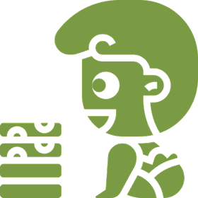 Cartoon girl happily baking cookies.